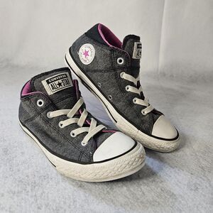 CONVERSE Grey All Star Junior Size 3 Chuck Taylor Purple Trim